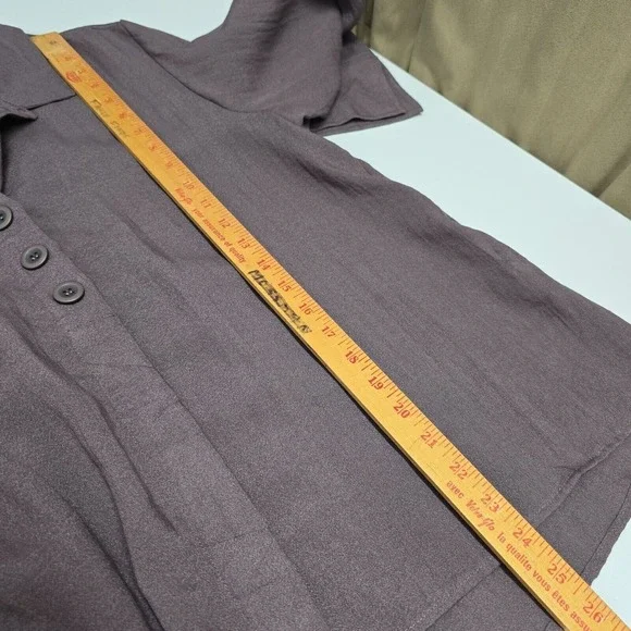 Habitat Women Textured Button Up Shirt Size Medium Lagenlook Office Flowy - Picture 13 of 14